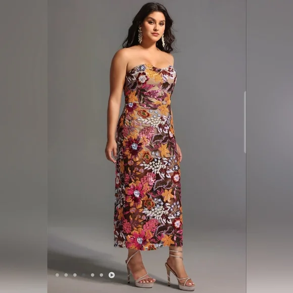 Satu Floral Glitter Maxi Dress sz S - Picture 2 of 9